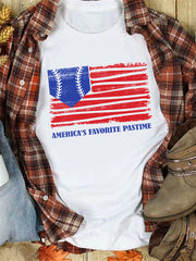 American Flag Baseball Patriotic Short Sleeve T-Shirt
