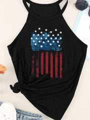 American Flag Print Crew Neck Vest