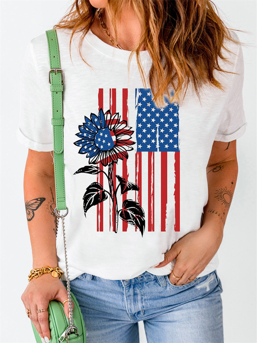 American Flag Sunflower T-shirt