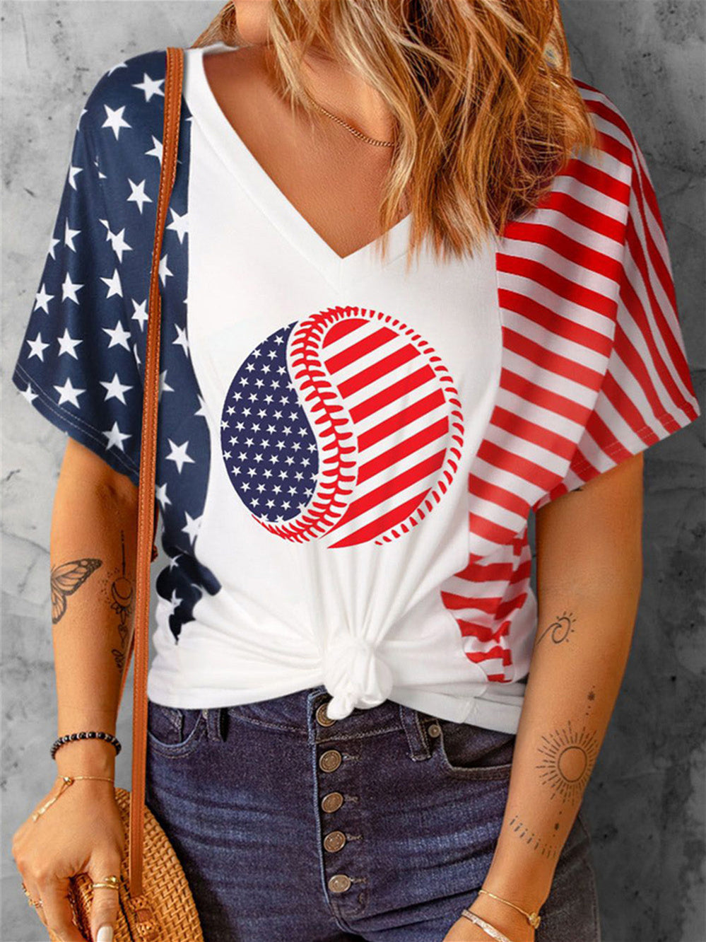 Baseball-T-Shirt mit amerikanischer Flagge