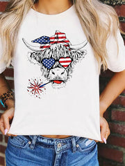 American Flag Cow Short Sleeve Patriotic T-shirt