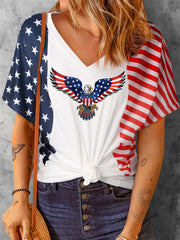American Flag Eagles Short Sleeve Patriotic Tops