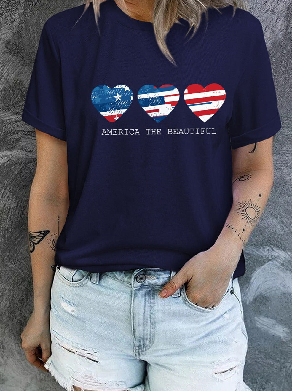 American Flag Heart Letter T-shirt