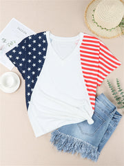 American Flag Star and Stripe V-Neck T-Shirt