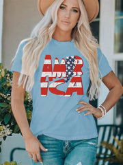 American Monogram Print Short Sleeve T-shirt