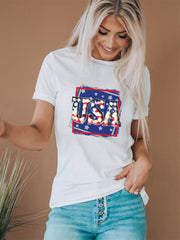 American Monogram Print Crew Neck T-shirt