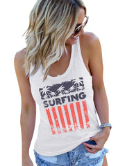 Surfing American Flag Print Vest