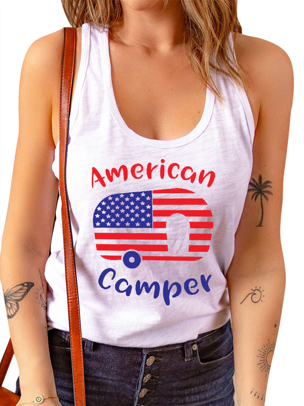 American Camper Pattern Printed Backstrap Patriotic Vest