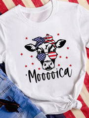 American Flag Bullhead Print T-shirt