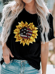 Sonnenblume-T-Shirt mit amerikanischer Flagge