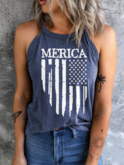 American Flag Print Backless Vest