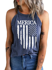 American Flag Print Backless Vest