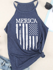 American Flag Print Backless Vest