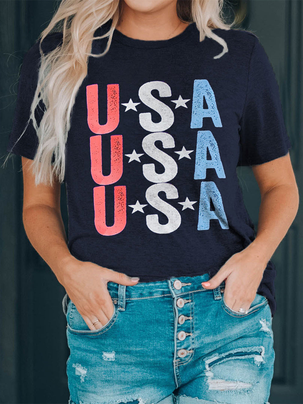 American Star Print Slim Round Neck T-shirt