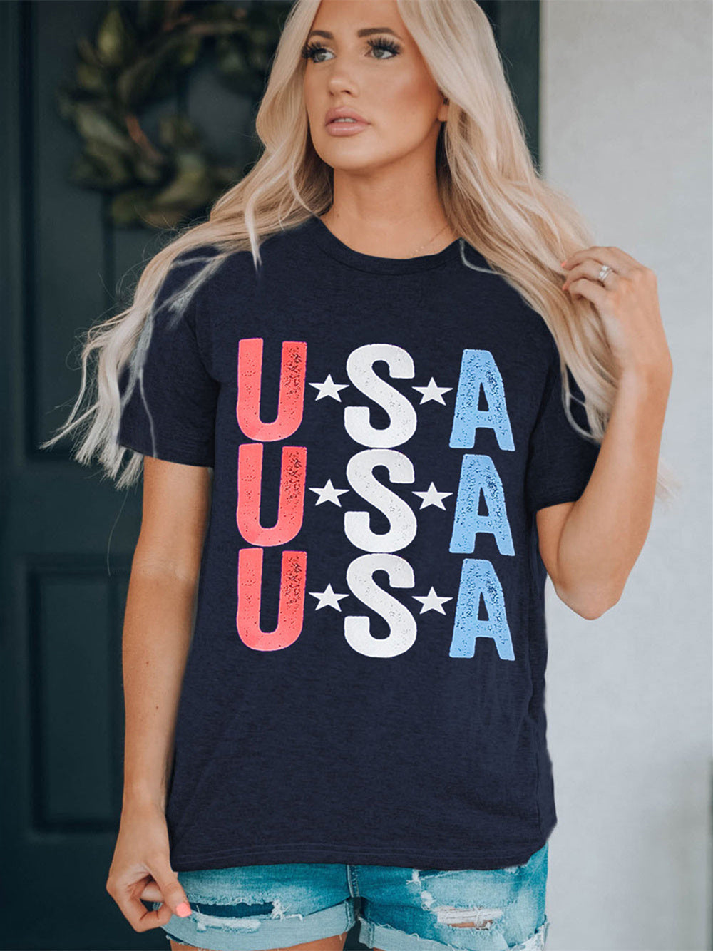 American Star Print Slim Round Neck T-shirt