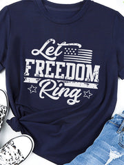 Camiseta con estampado de la bandera estadounidense "Let Freedom Ring"