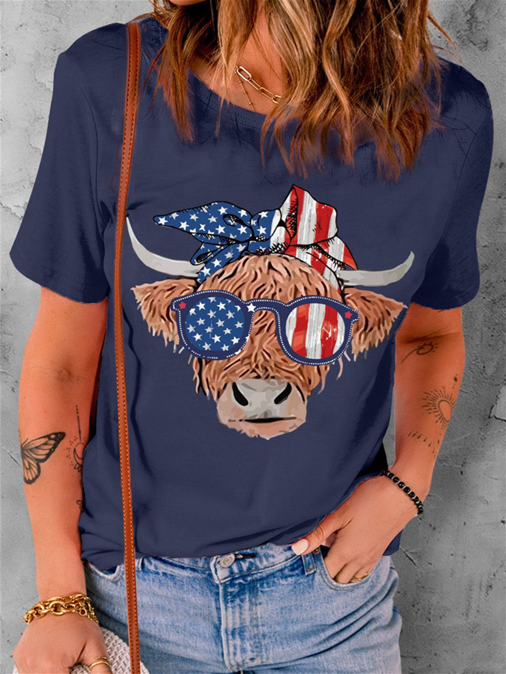 American Flag Cow Yak T-shirt