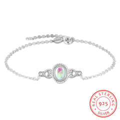 Moonstone surging gibbous moon bracelet with 925 silver