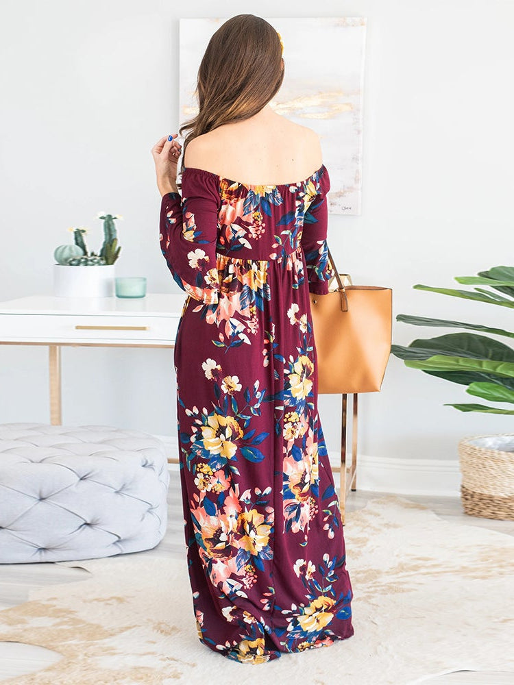 One-shoulder print sexy dress