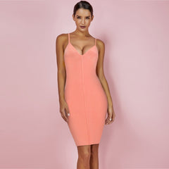 Vestido mini de vendaje liso sin mangas con cuello en V PF19001