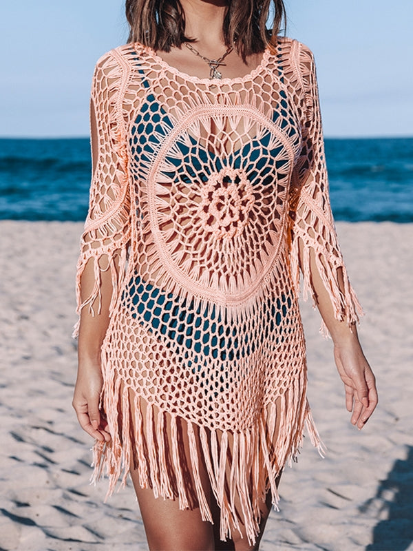 Hollowed-out Tassels Cover Up Dress