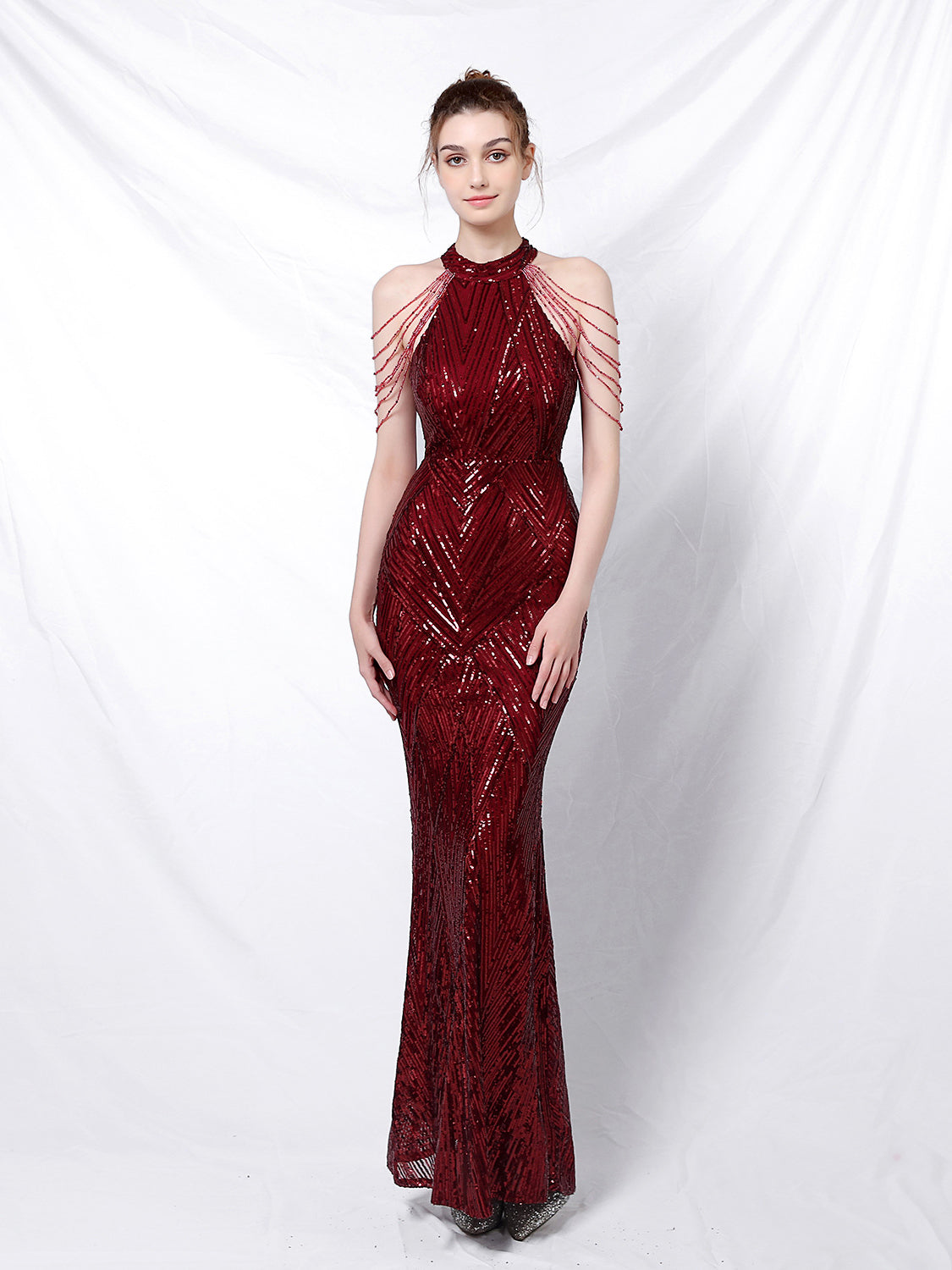 Elegant long fishtail evening dress