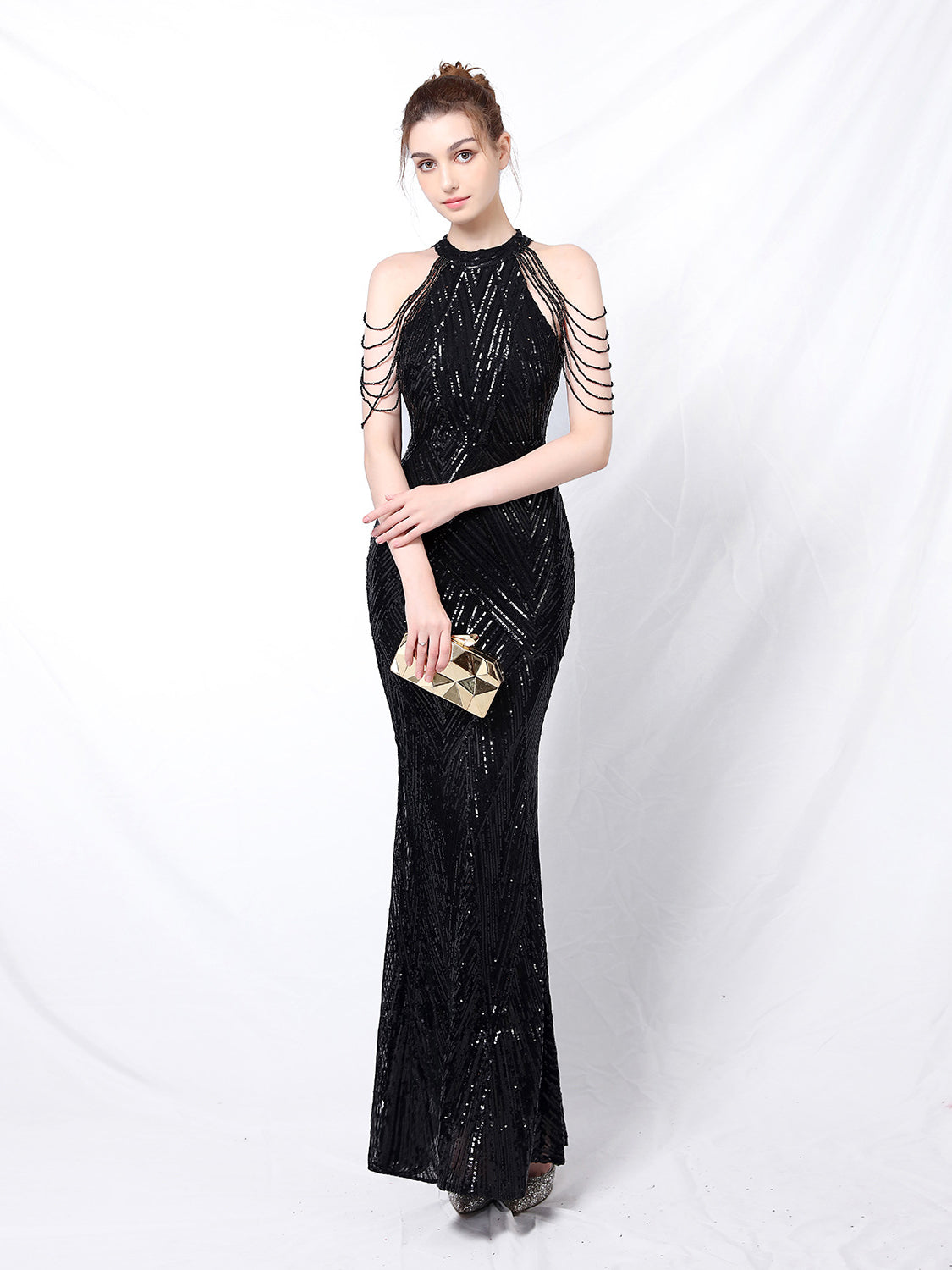 Elegant long fishtail evening dress