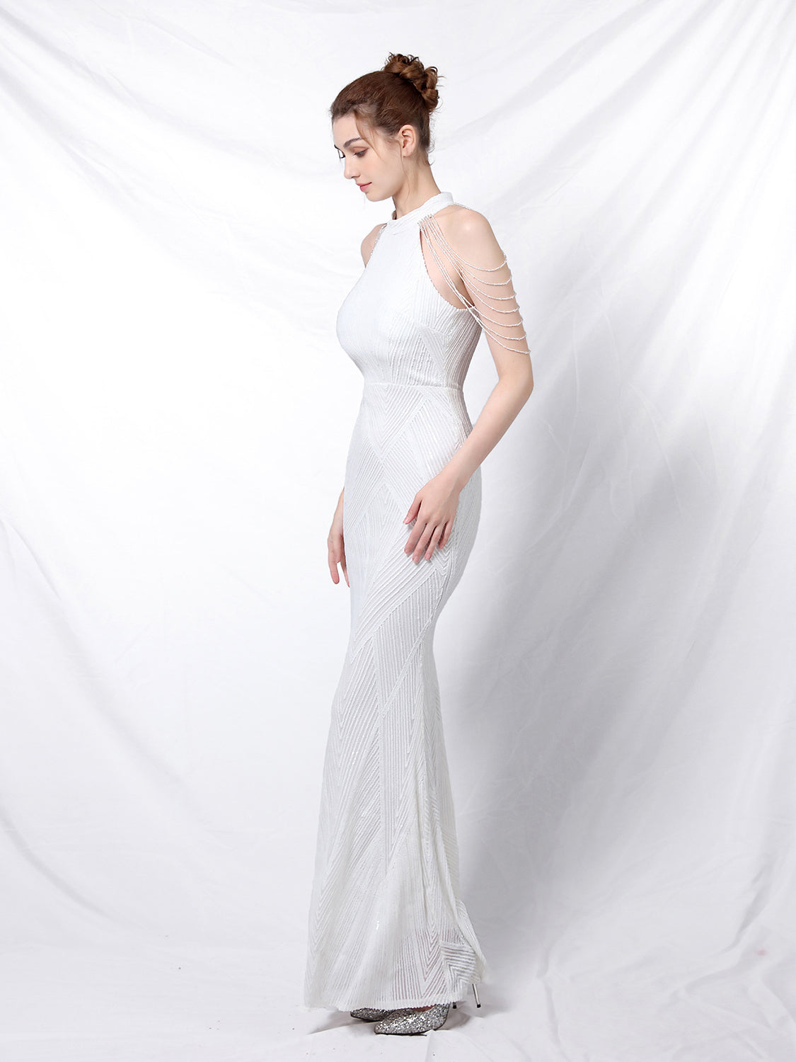 Elegant long fishtail evening dress