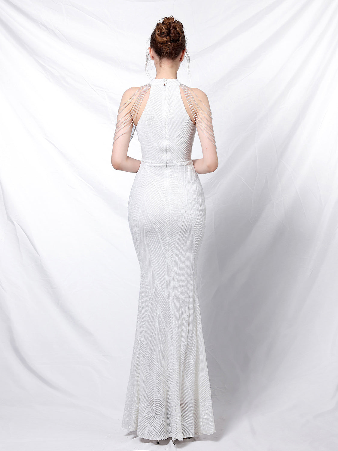 Elegant long fishtail evening dress