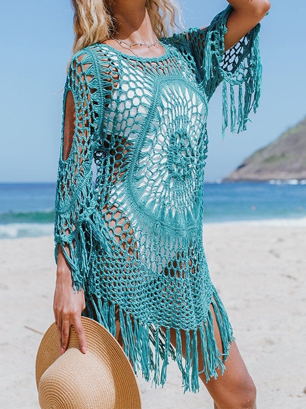 Hollowed-out Tassels Cover Up Dress