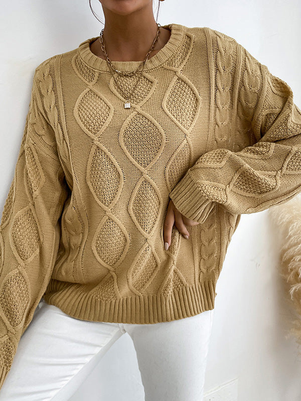 Solid Color Round Neck Knit Sweater