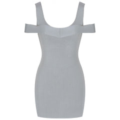 Round Neck Short Sleeve Striped Mini Bandage Dress SW040