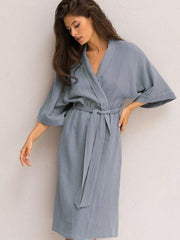 Gauze Cotton Knit Long Five-point Sleeve Nightgown