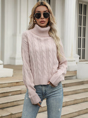 Rosa Pullover mit hohem Kragen 