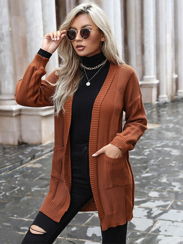 Solid Color Knitted Cardigan Sweater