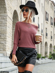 Solid Color One Neck Knitted Sweater