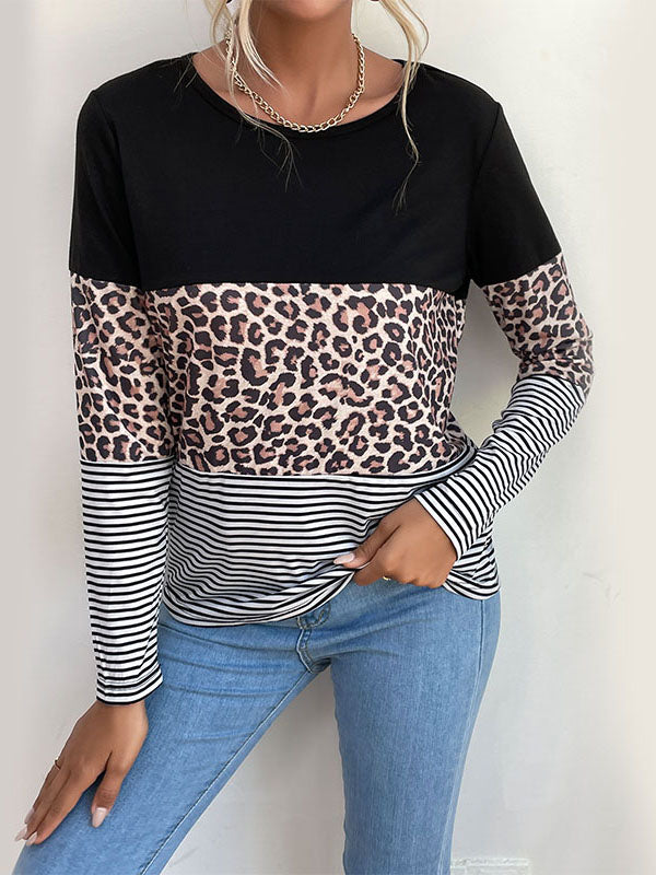 Leopard Print Pullover Loose T-shirt