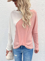 One-neck Pink Knit Sweater