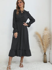 Black V-neck autumn winter dress