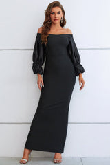 Glen Bubble Sleeve Maxi Bandage Dress