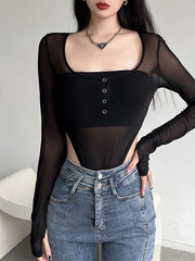 Mesh See-through One-piece Top
