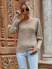 Round Neck Solid Color Women's Knitted Sweater