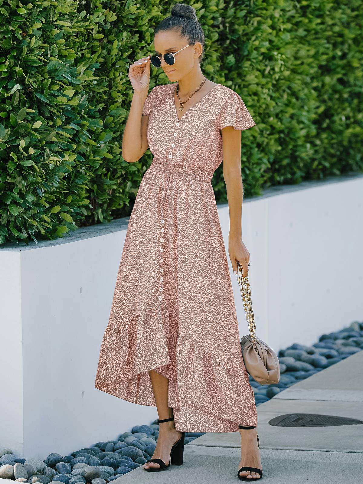 Chiffonkleid mit Rüschen 