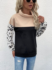 Leopard Print Turtleneck T-shirt