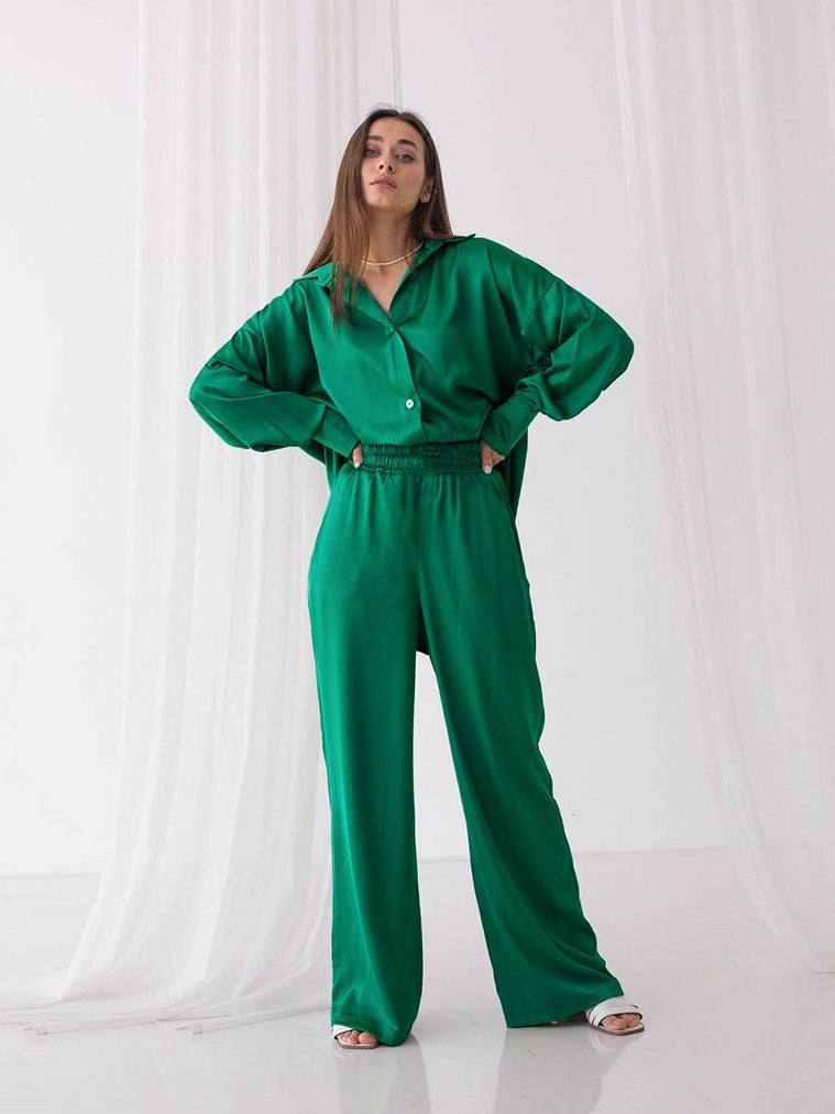 Silky Simple Pure Color Ladies Pajamas