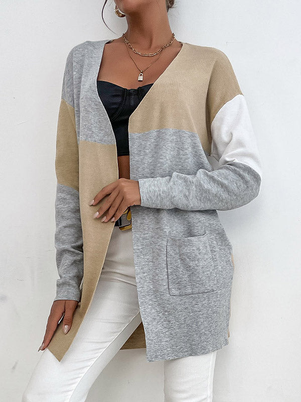 Color-coded Knitted Cardigan Sweater