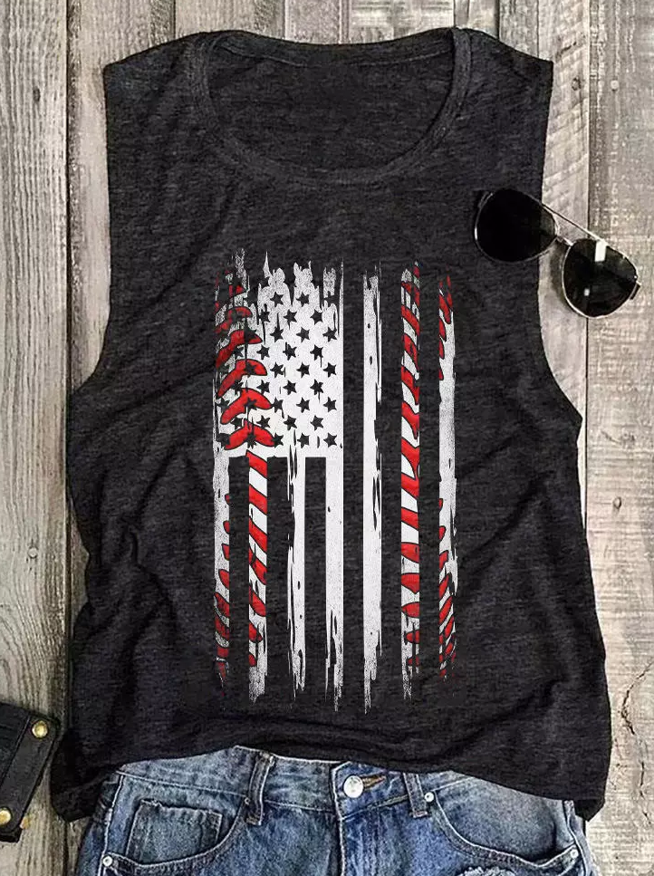 Baseball-T-Shirt mit amerikanischer Flagge und Stern 