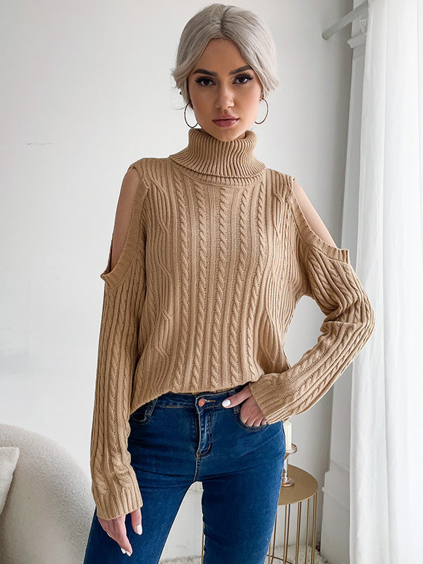 Solid Color Turtleneck Sweater