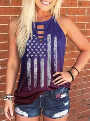 American Flag Gradient Hollow Out Tank