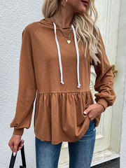 Trendy Hooded Solid Color Sweatshirt